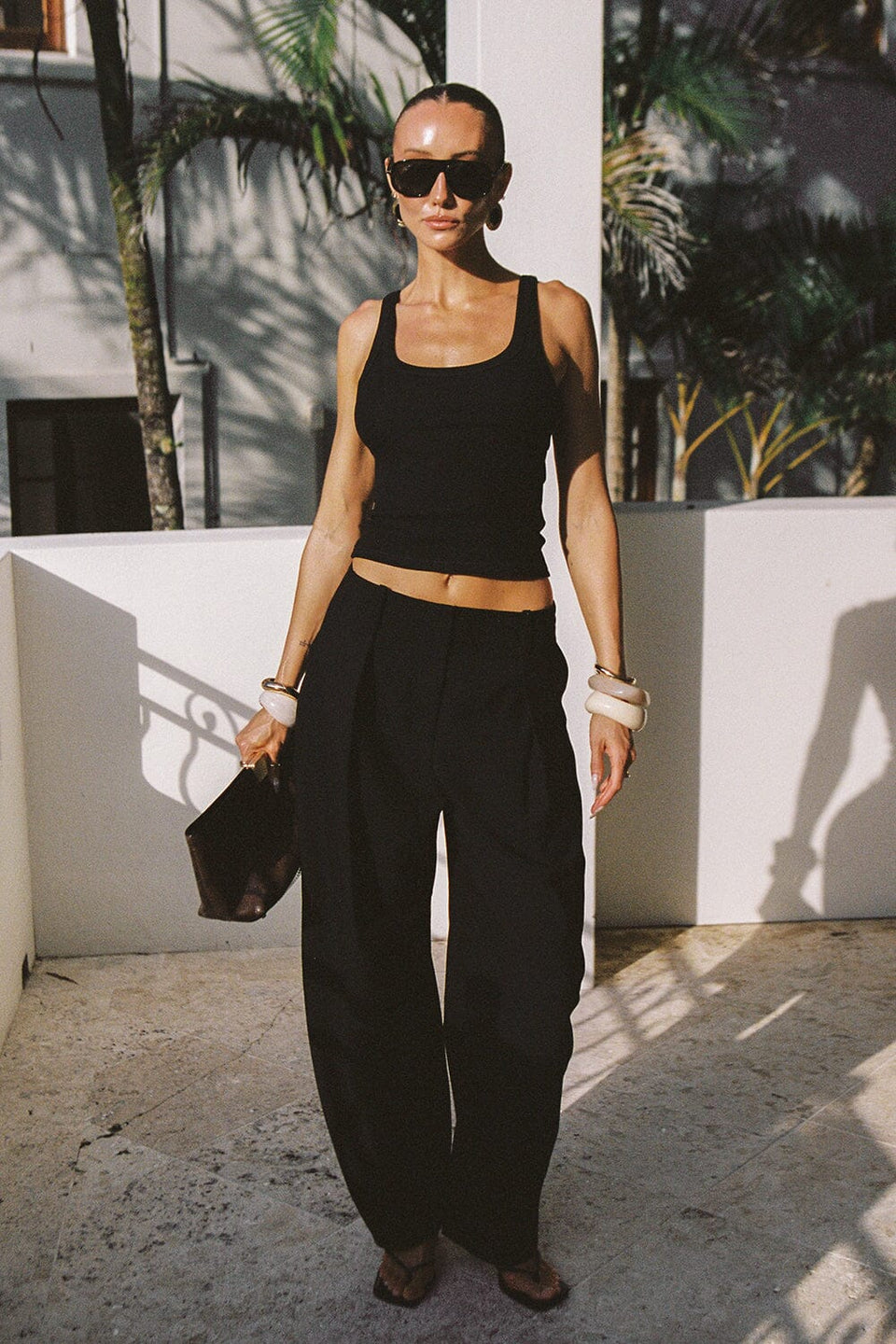 ROMY BLACK BARREL LEG TAILORED PANT - PRE ORDER Clothing DISSH Boutiques 