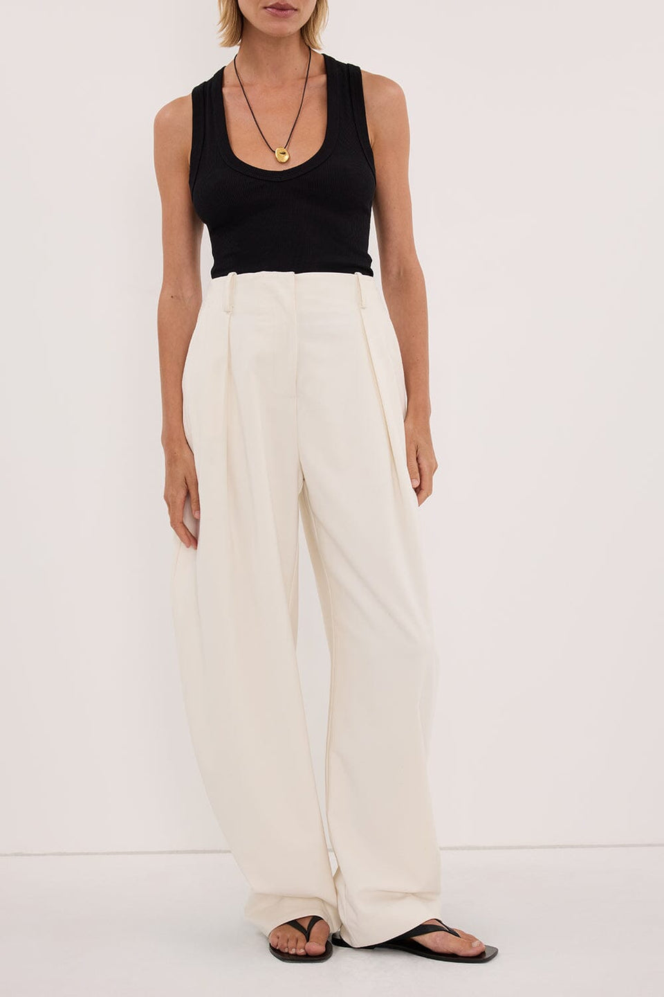ROMY CREAM BARREL LEG TAILORED PANT Clothing DISSH Boutiques 
