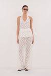 AGNES WHITE CROCHET WIDE LEG PANT