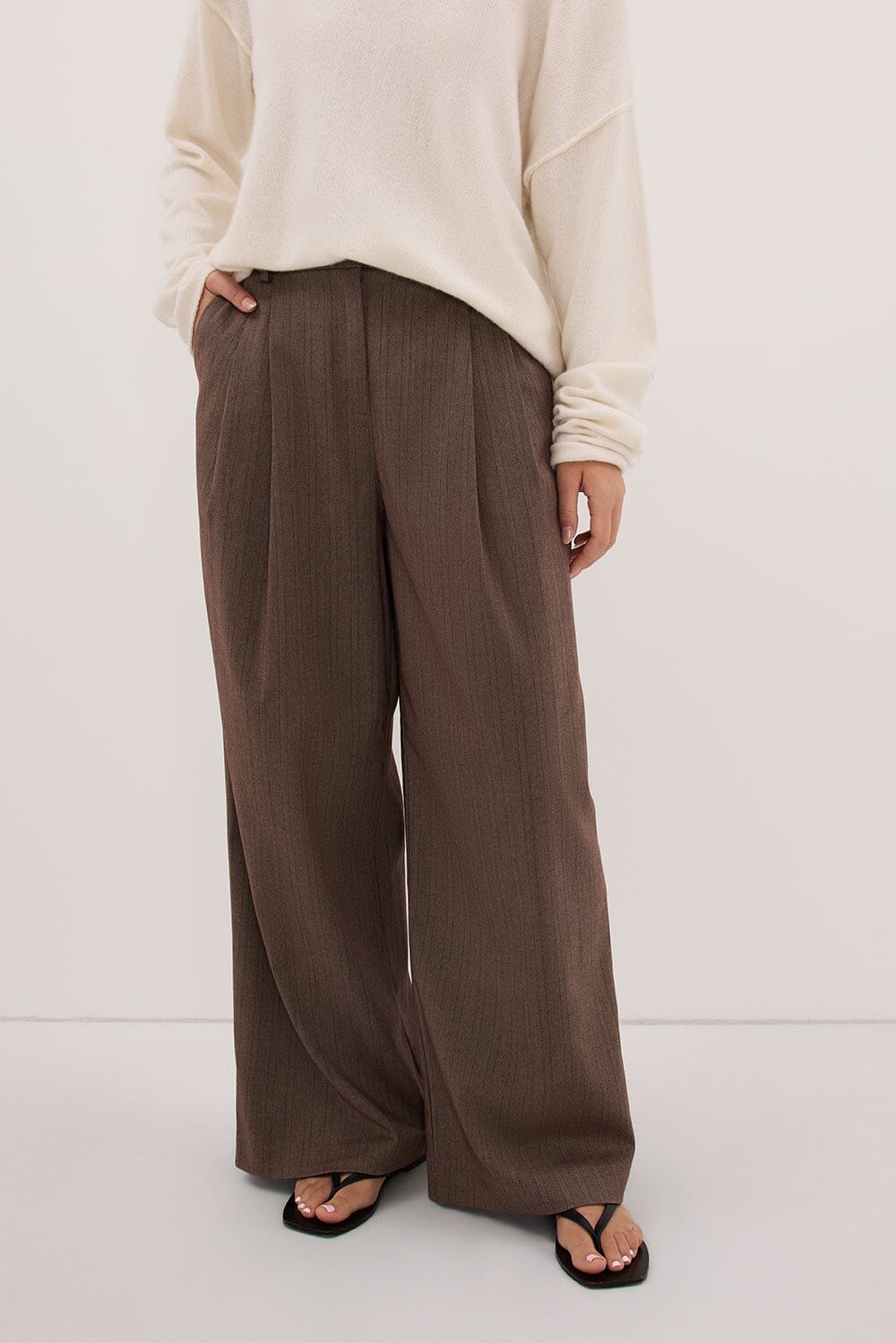 HAILEY CHOC STRIPE RELAXED PANT Clothing DISSH Boutiques 