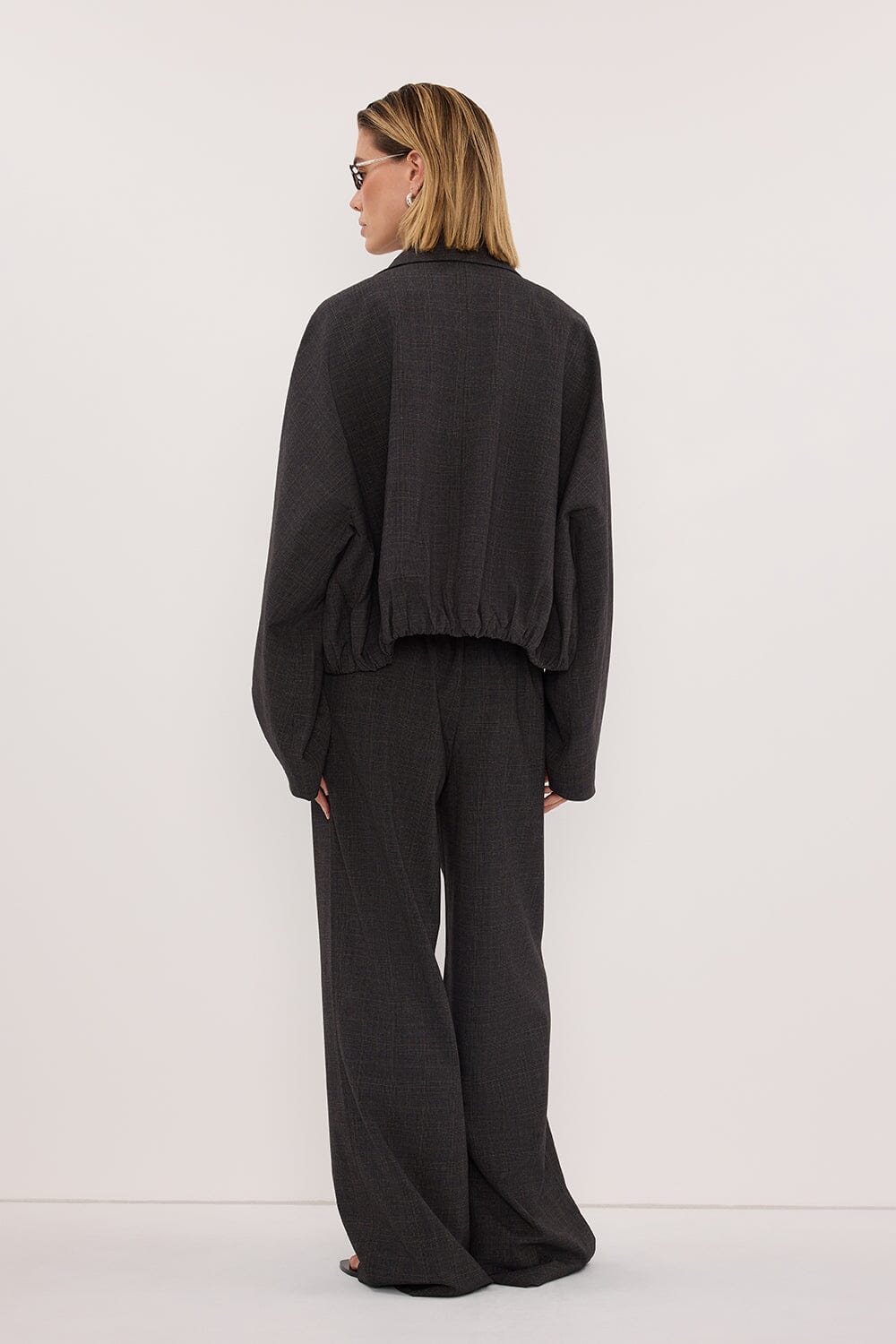 MARCO GREY PLAID ELASTIC PANT
