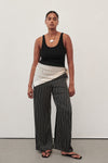 ADRIENNE BLACK STRIPE SILK PANT