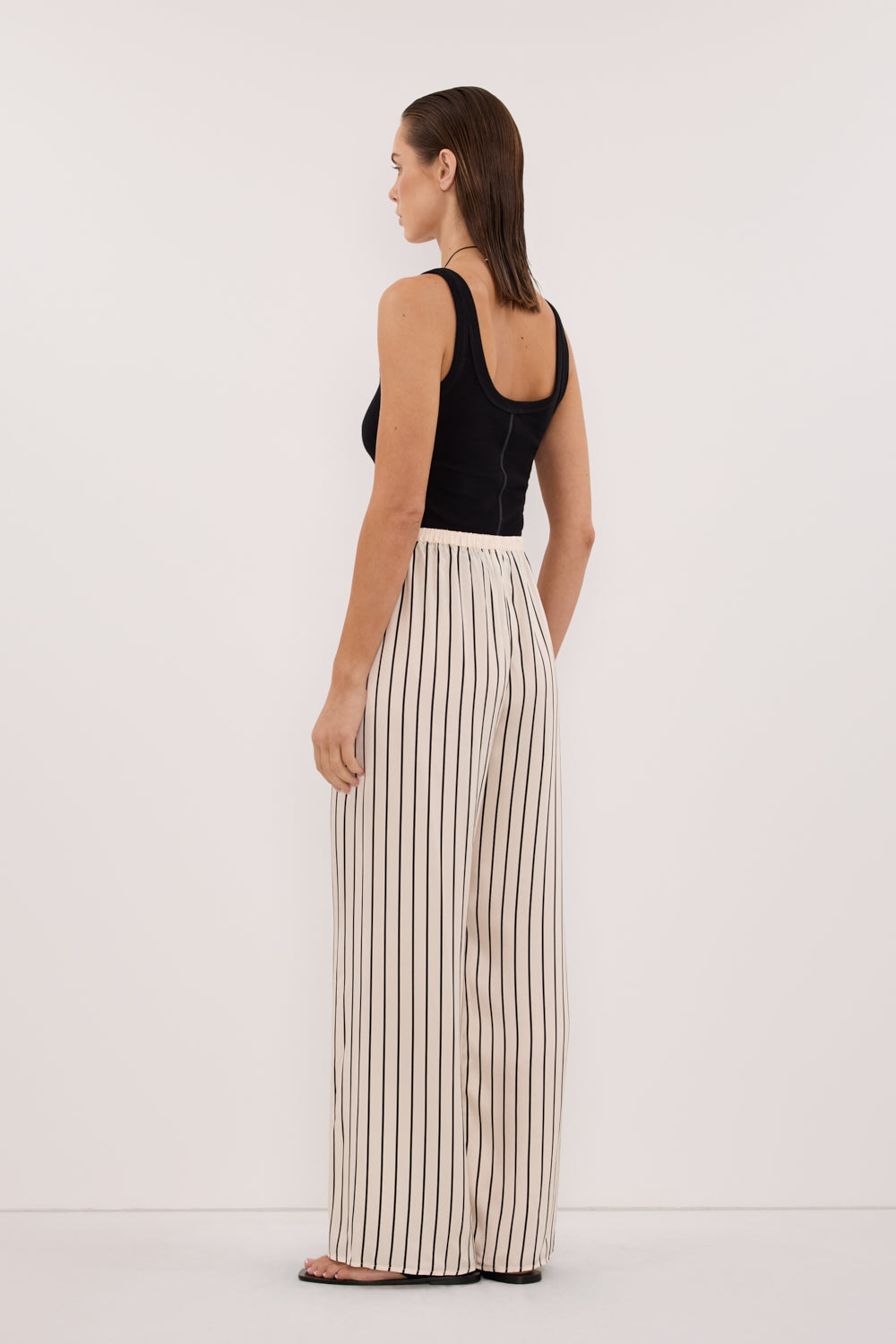 ADRIENNE CREAM STRIPE SILK PANT