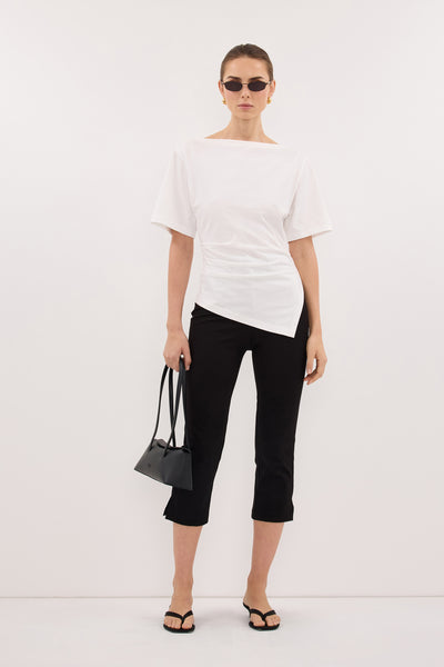 Stas wearing DEMI BLACK 7/8 CAPRI PANT