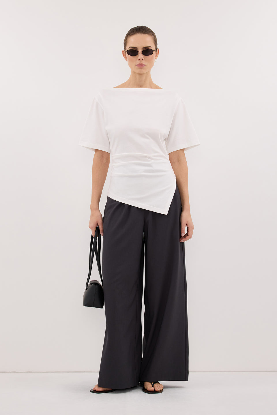 PARKER DARK GREY TAILORED WIDE LEG PANT