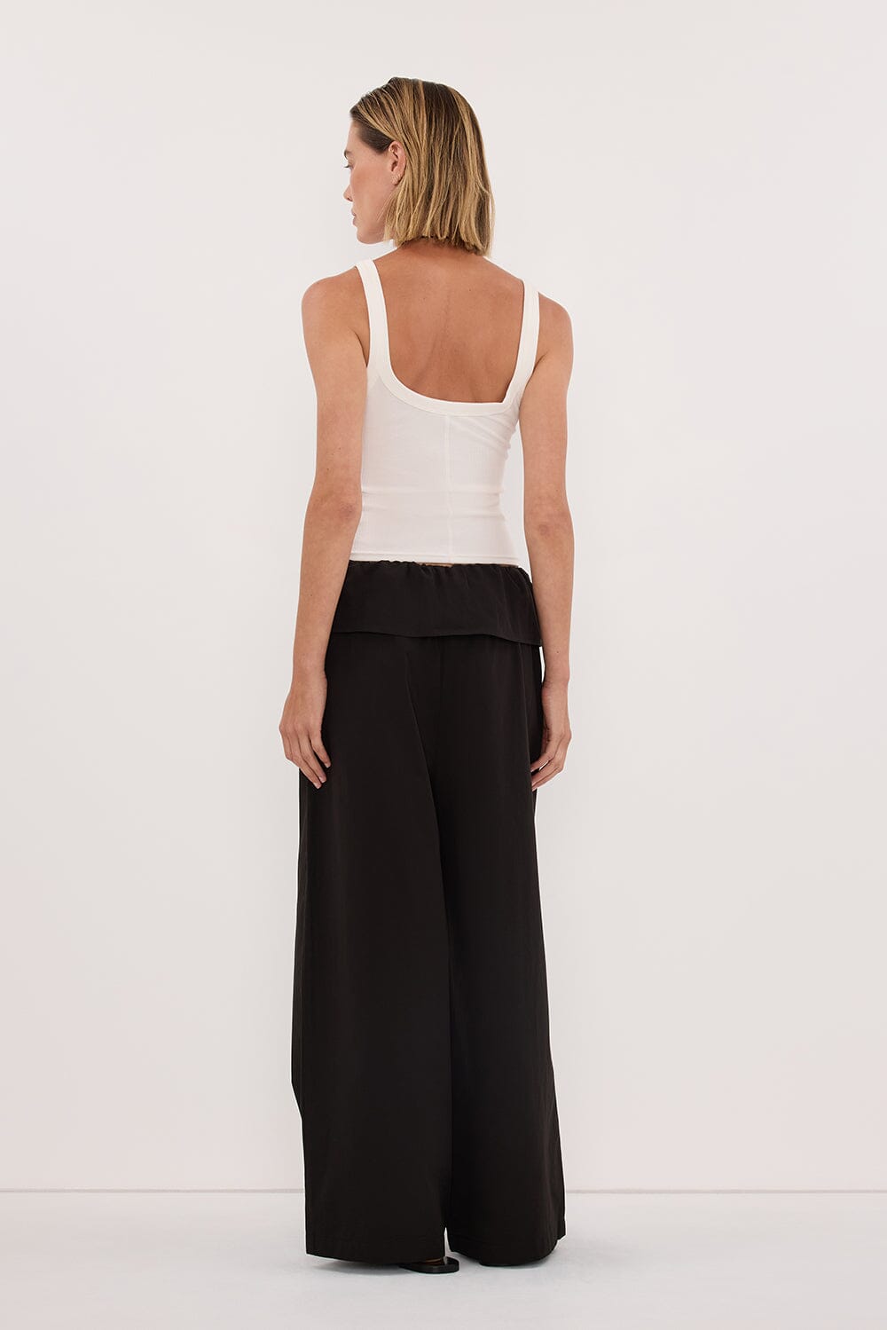 BENTLEE BLACK COTTON FISHERMAN PANT