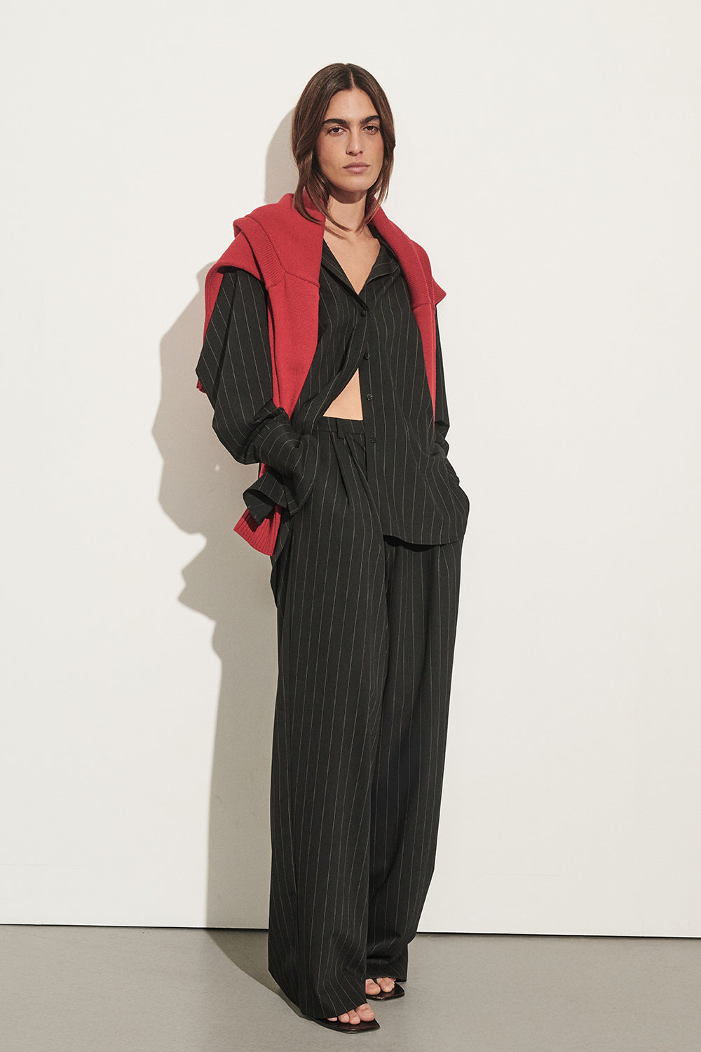 SIAN BLACK STRIPE TAILORED WIDE PANT