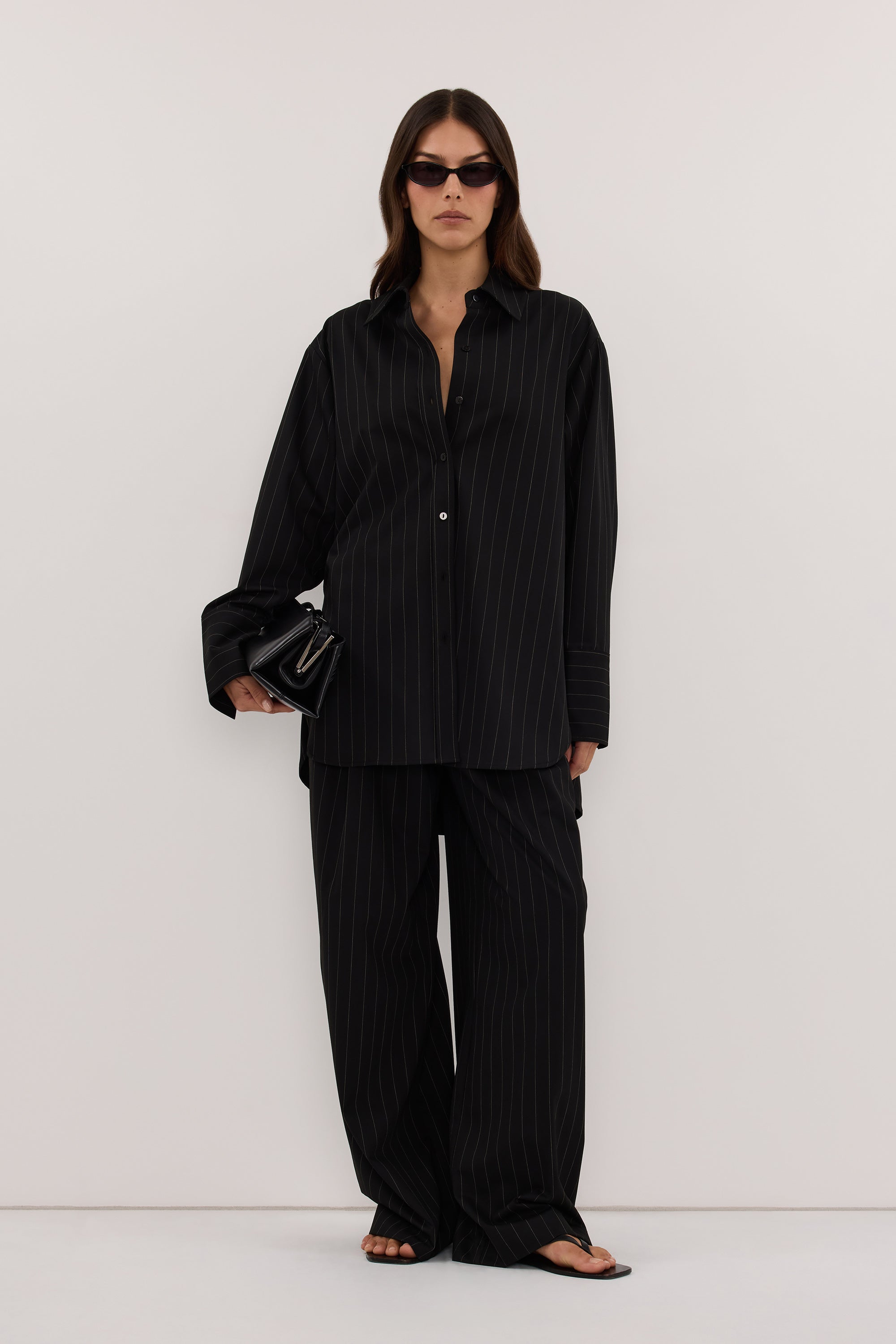 SIAN BLACK STRIPE TAILORED WIDE PANT