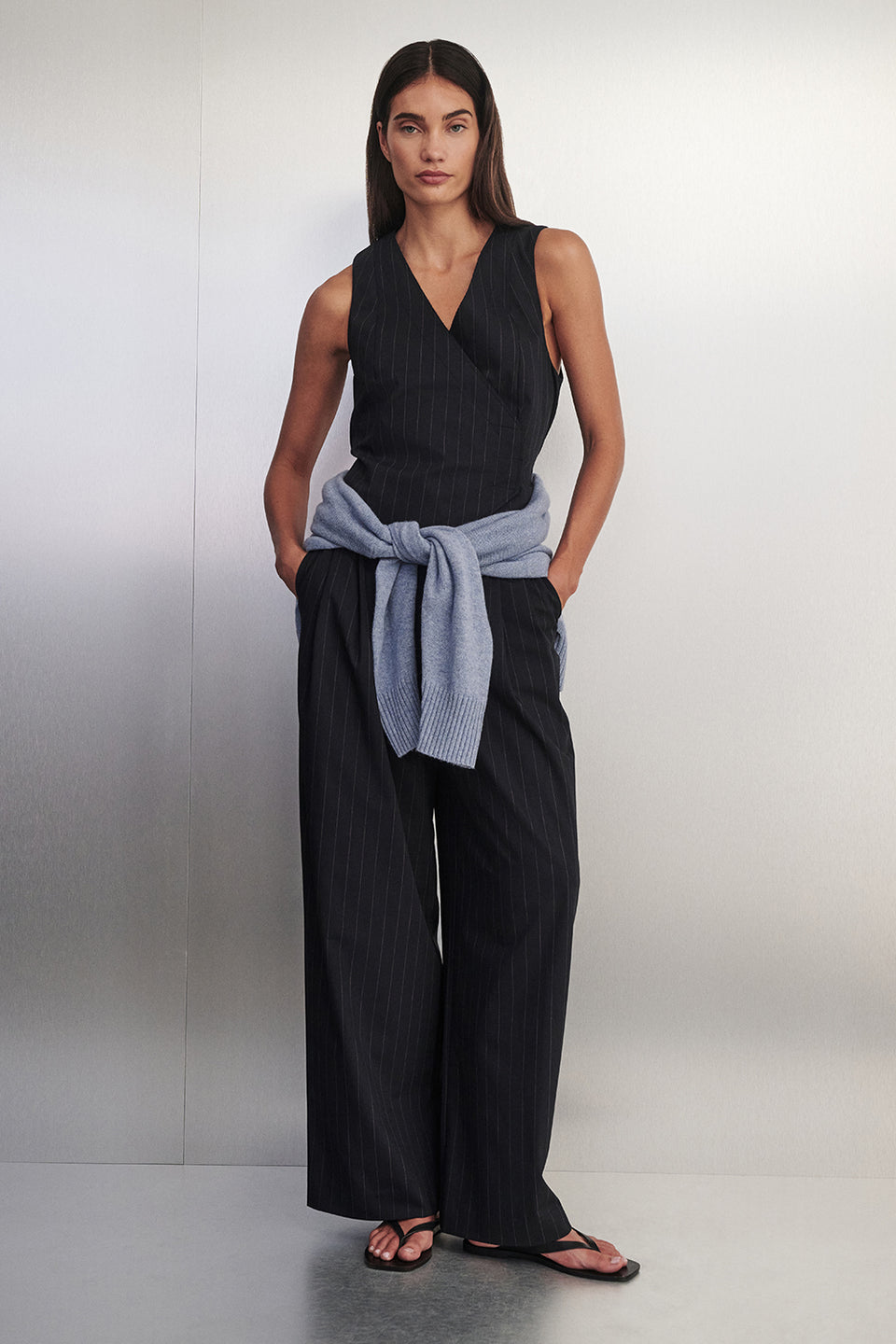 SIAN INK STRIPE TAILORED WIDE PANT