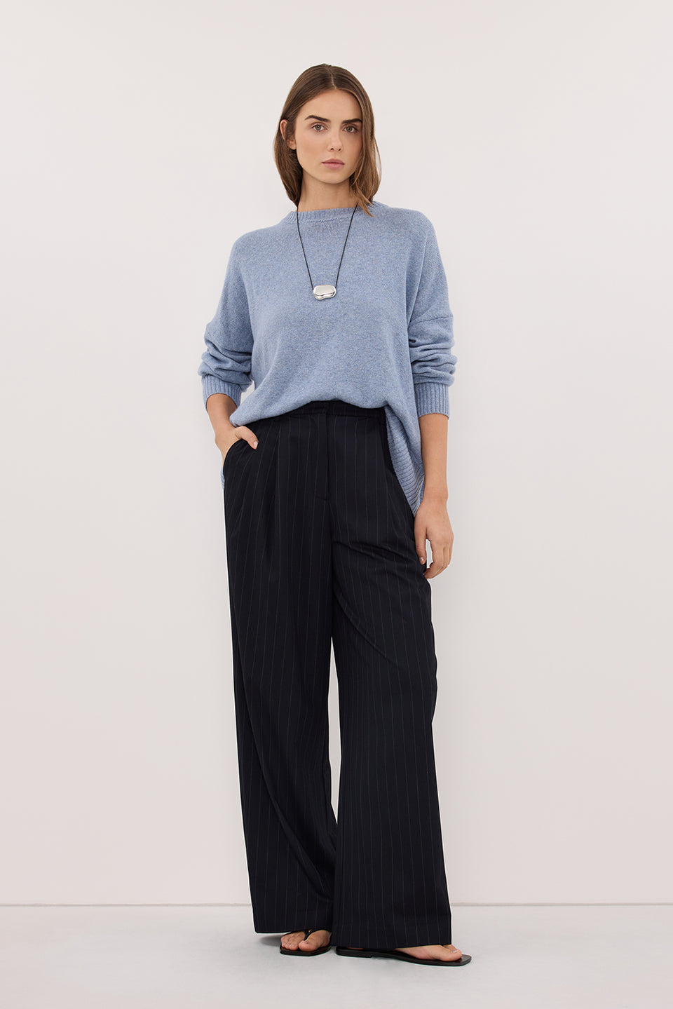 SIAN INK STRIPE TAILORED WIDE PANT
