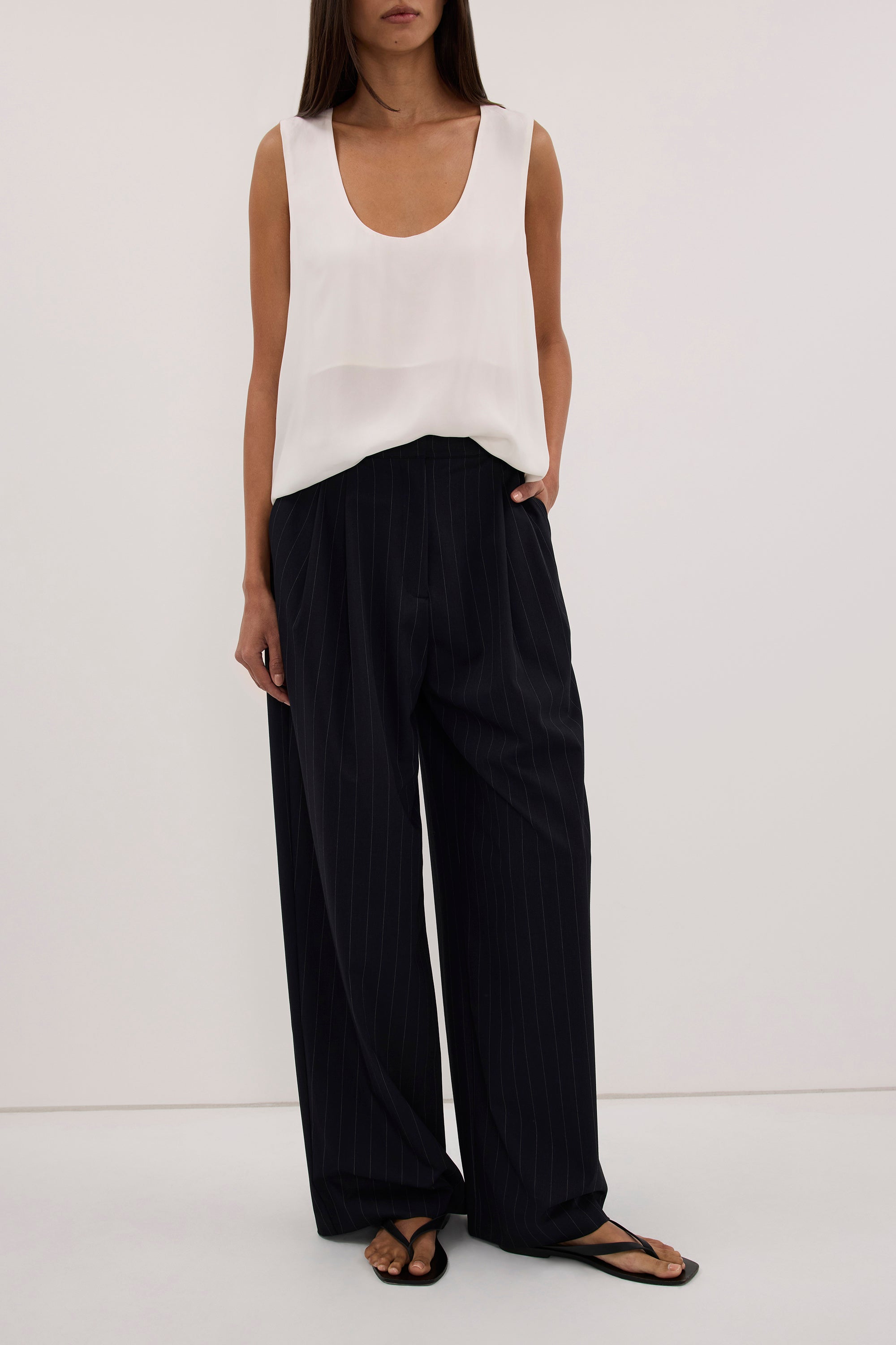 SIAN INK STRIPE TAILORED WIDE PANT