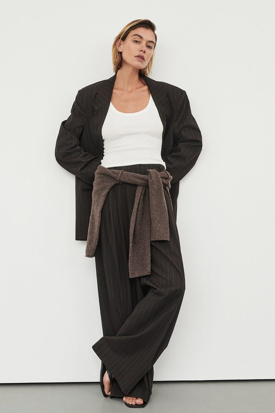 SIAN PEAT CHOC TAILORED WIDE PANT