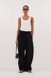 BLAISE BLACK LINEN PAPERBAG PANT