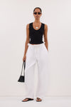 BLAISE WHITE LINEN PAPERBAG PANT