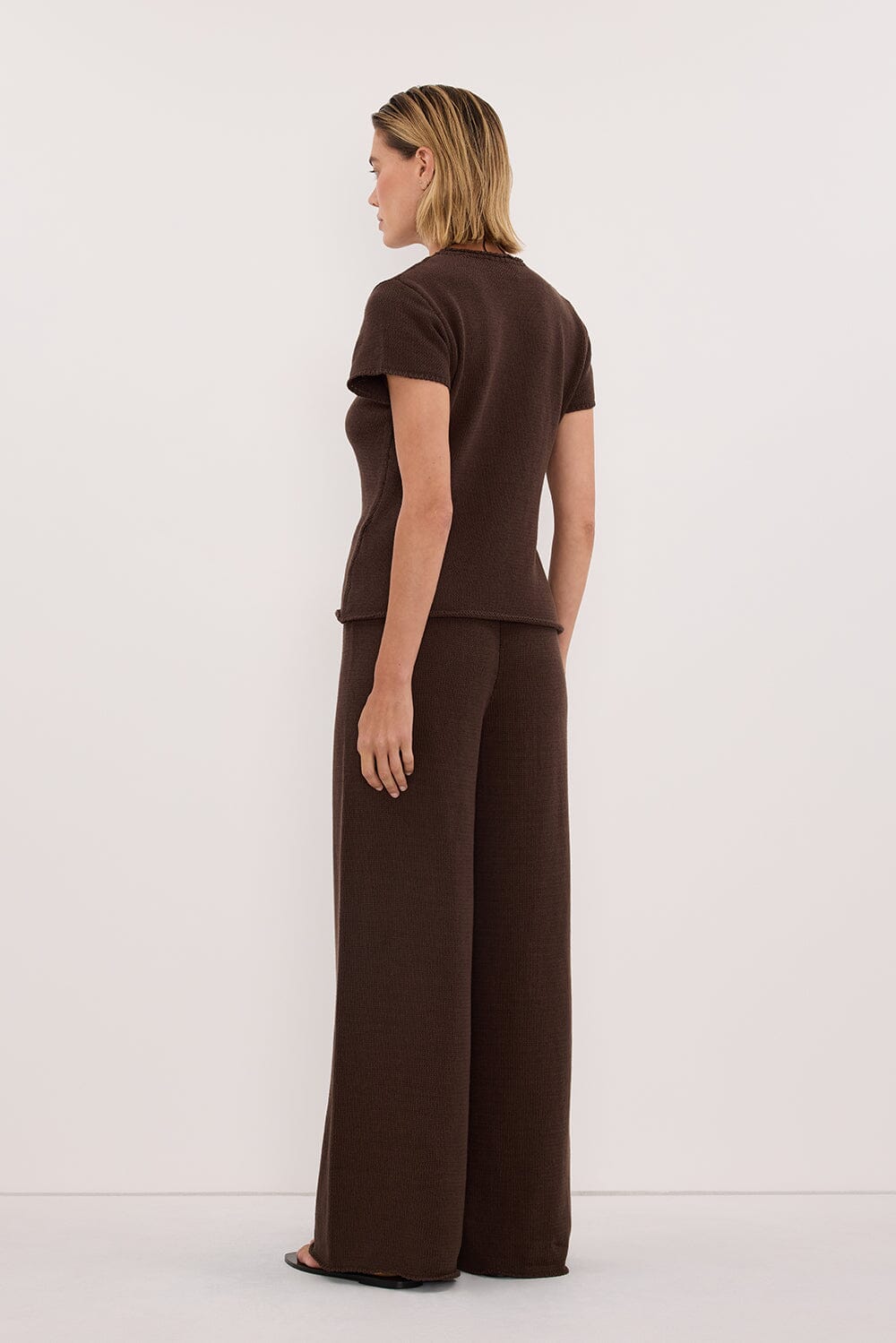ORIA BURNT CHOC COTTON KNIT PANT
