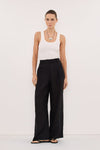 EASTON BLACK WIDE LEG LINEN PANT