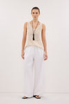 EASTON WHITE WIDE LEG LINEN PANT