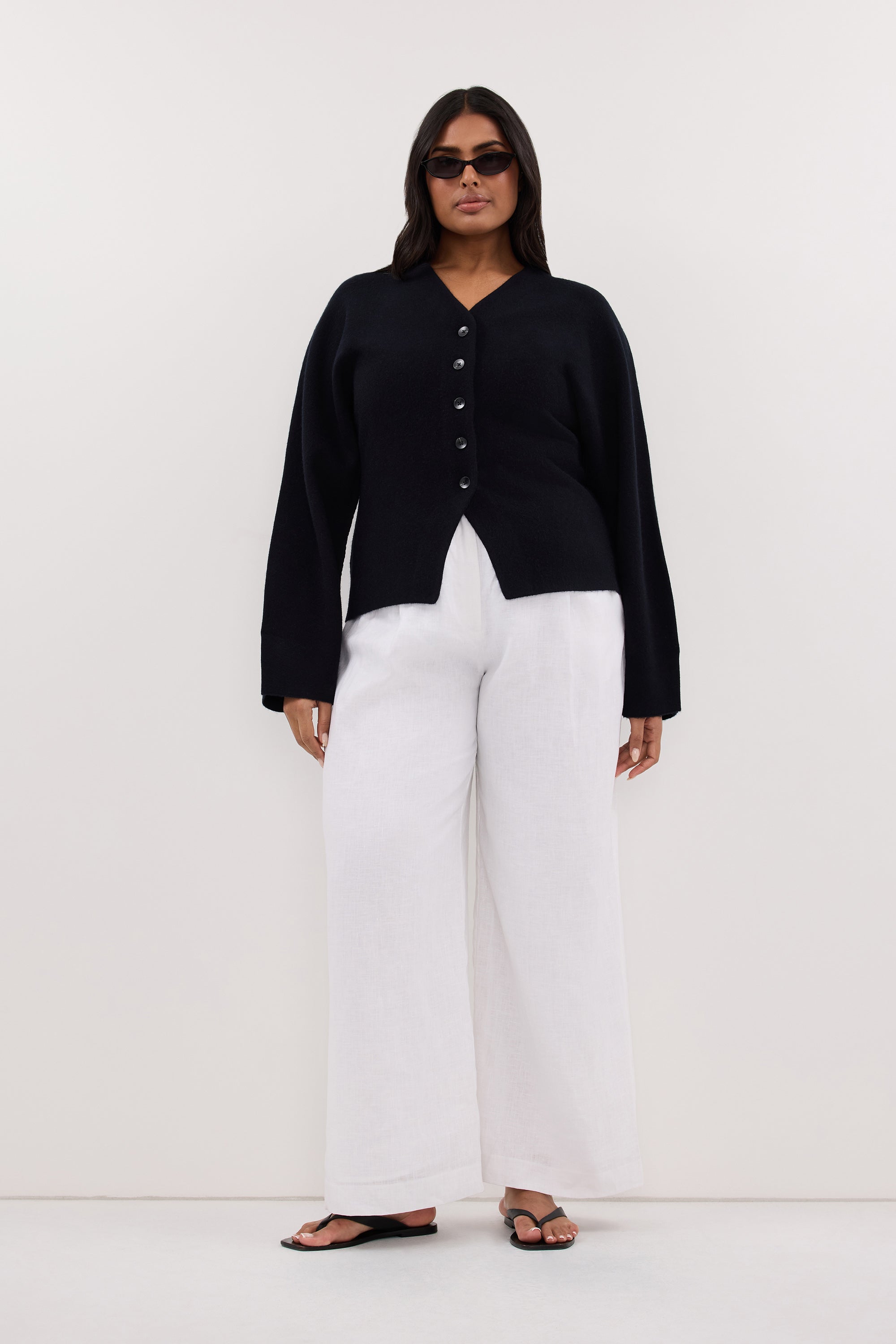 EASTON WHITE WIDE LEG LINEN PANT