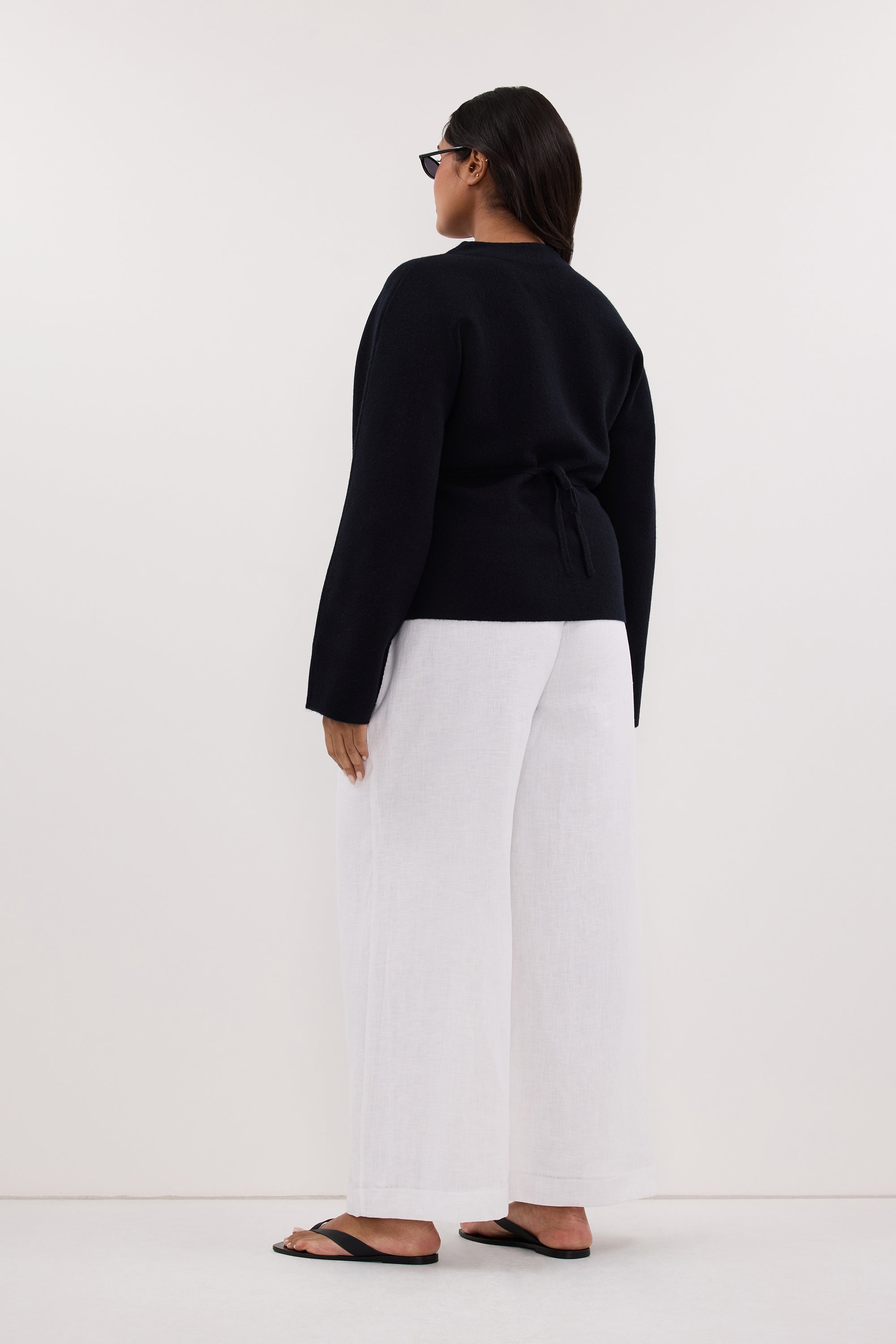 EASTON WHITE WIDE LEG LINEN PANT