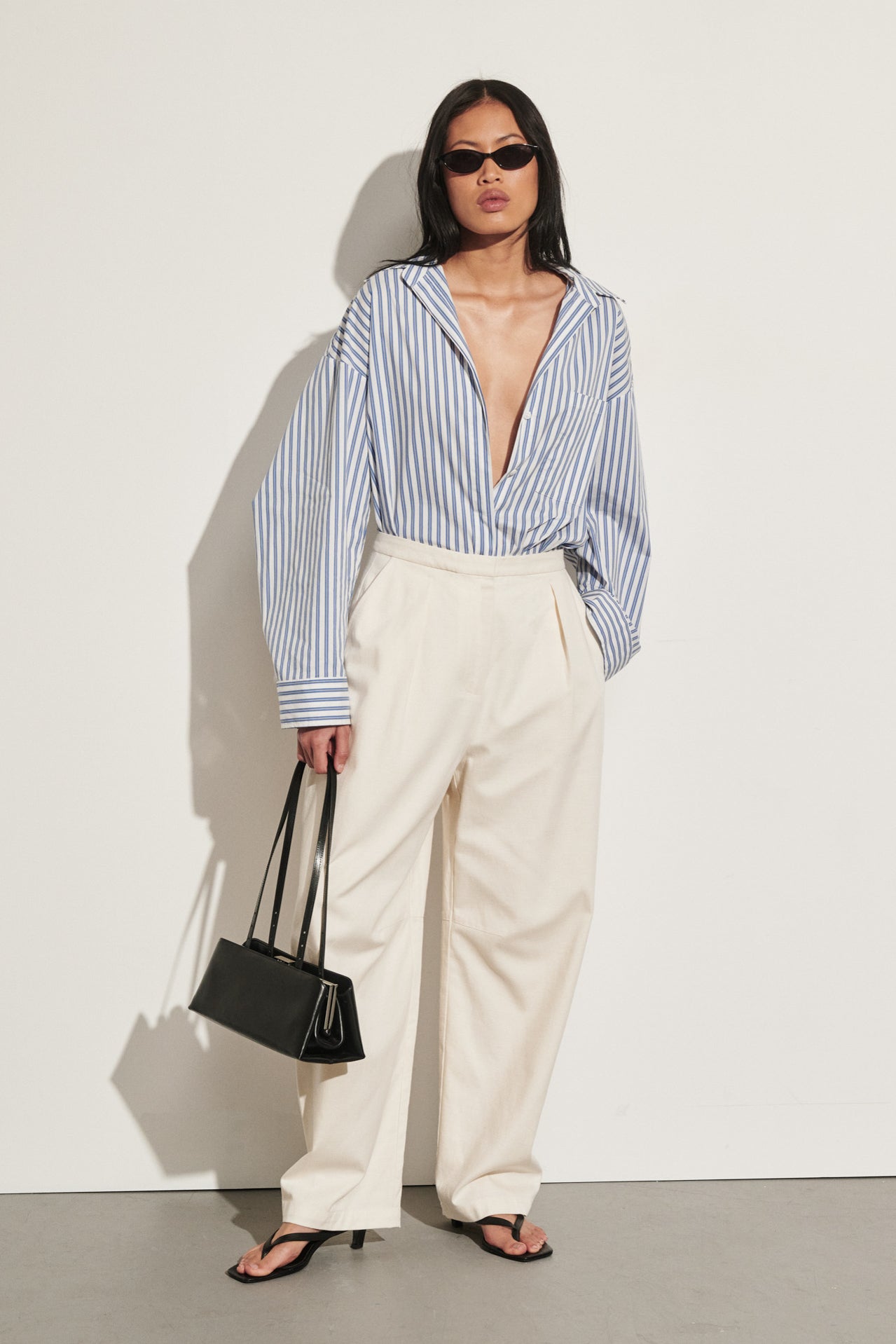 CAMILLE CREAM TWILL BARREL LEG PANT
