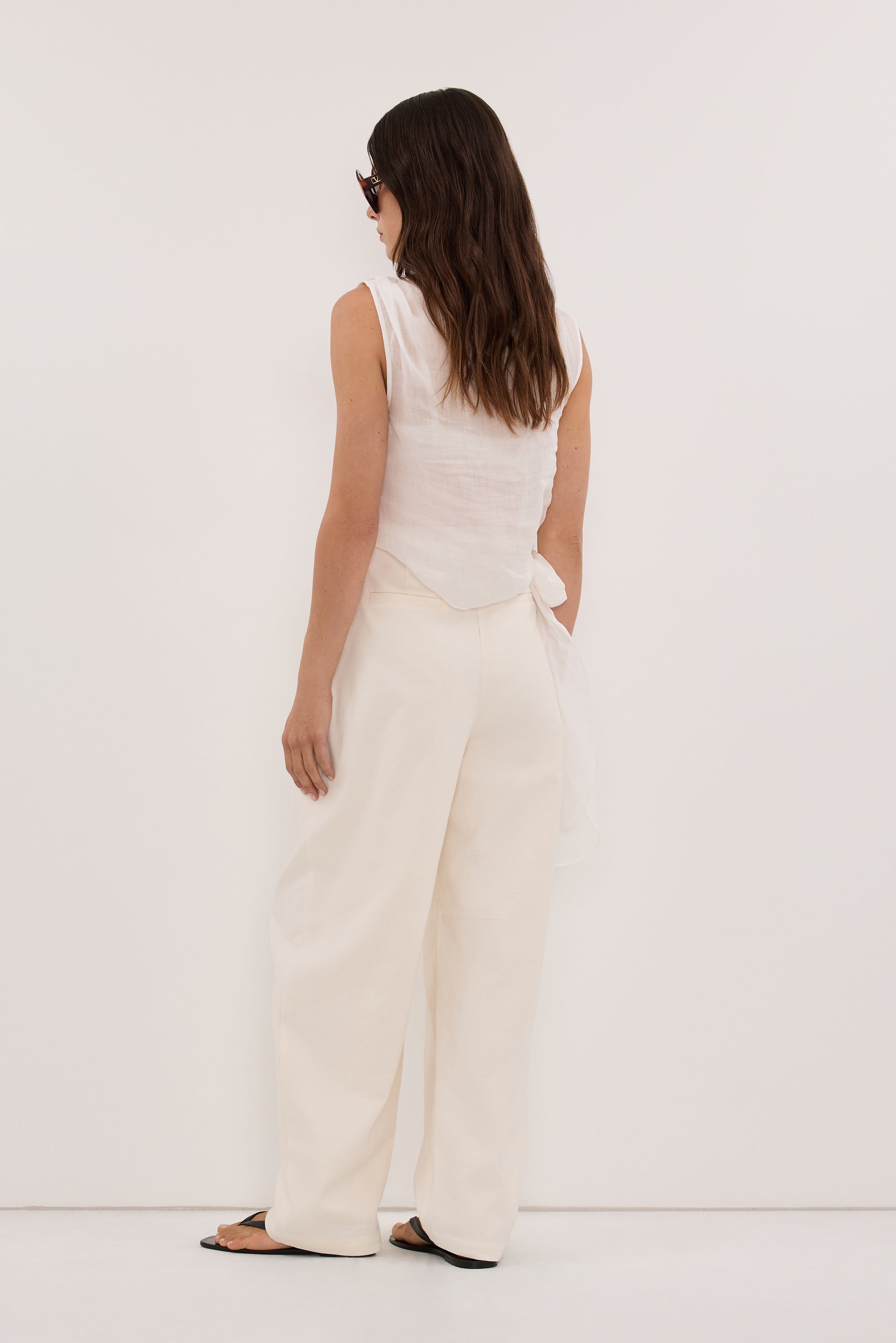 CAMILLE CREAM TWILL BARREL LEG PANT