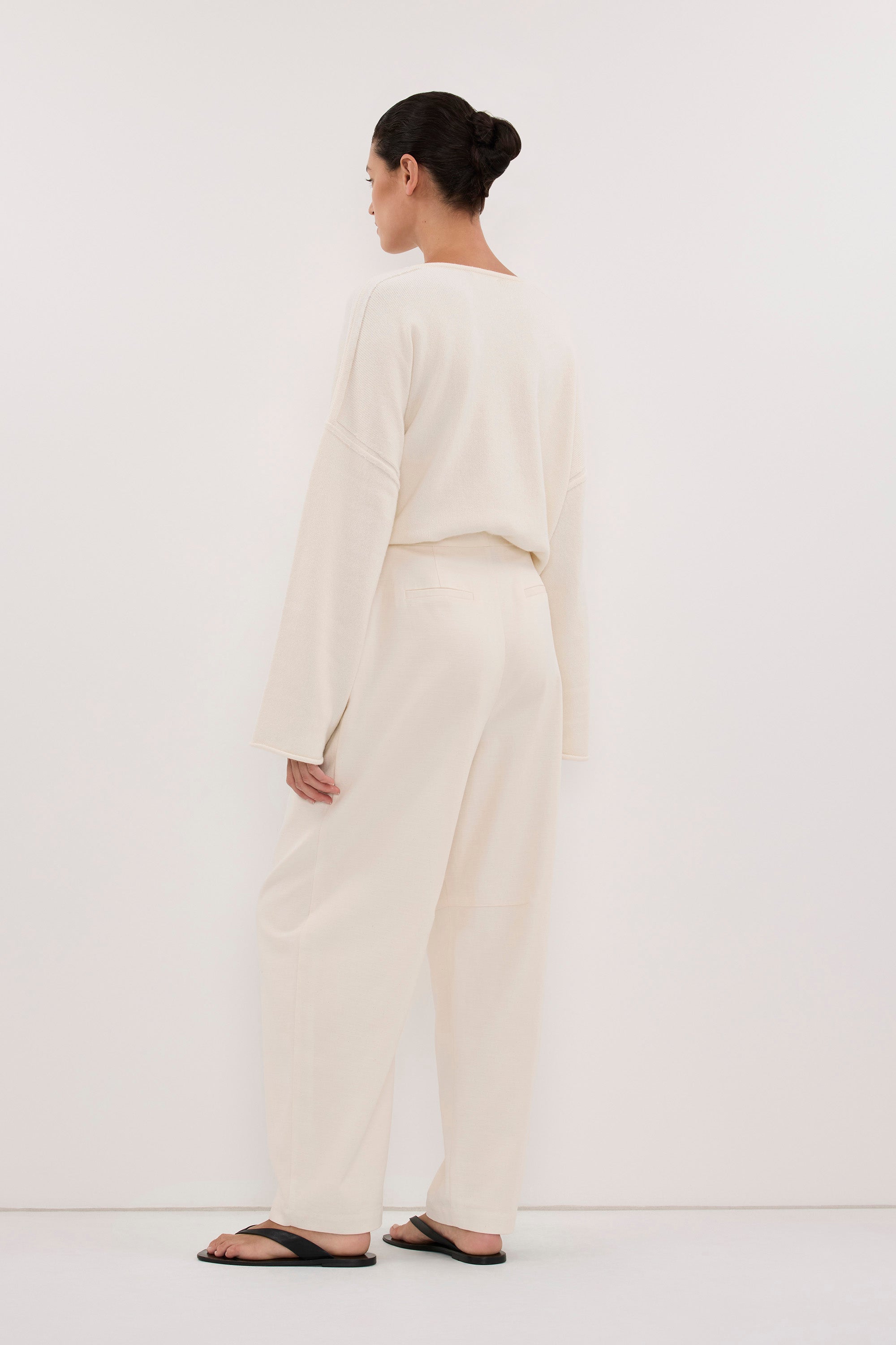 CAMILLE CREAM TWILL BARREL LEG PANT