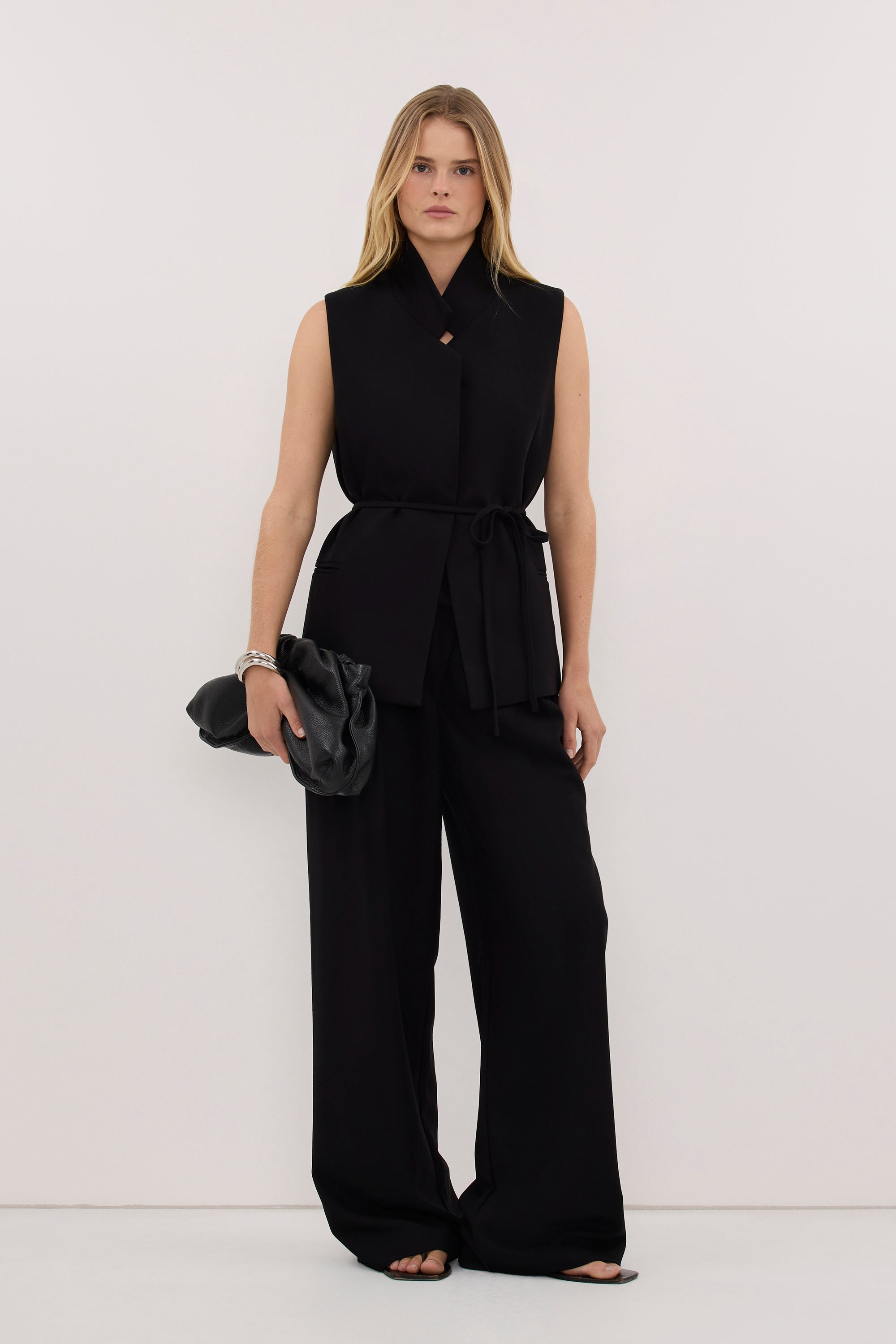 VIDA BLACK ASYM WAISTBAND PANT