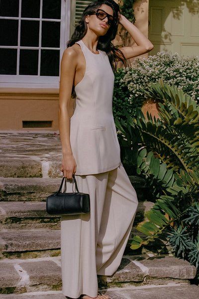 Anaya  wearing KENDALL OAT WIDE LEG PANT