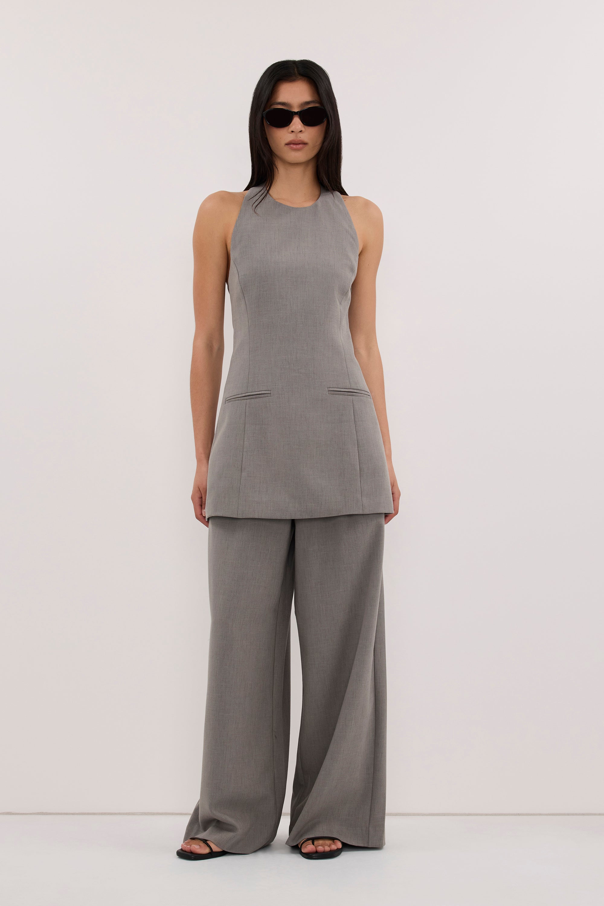 KENDALL STEEL GREY WIDE LEG PANT