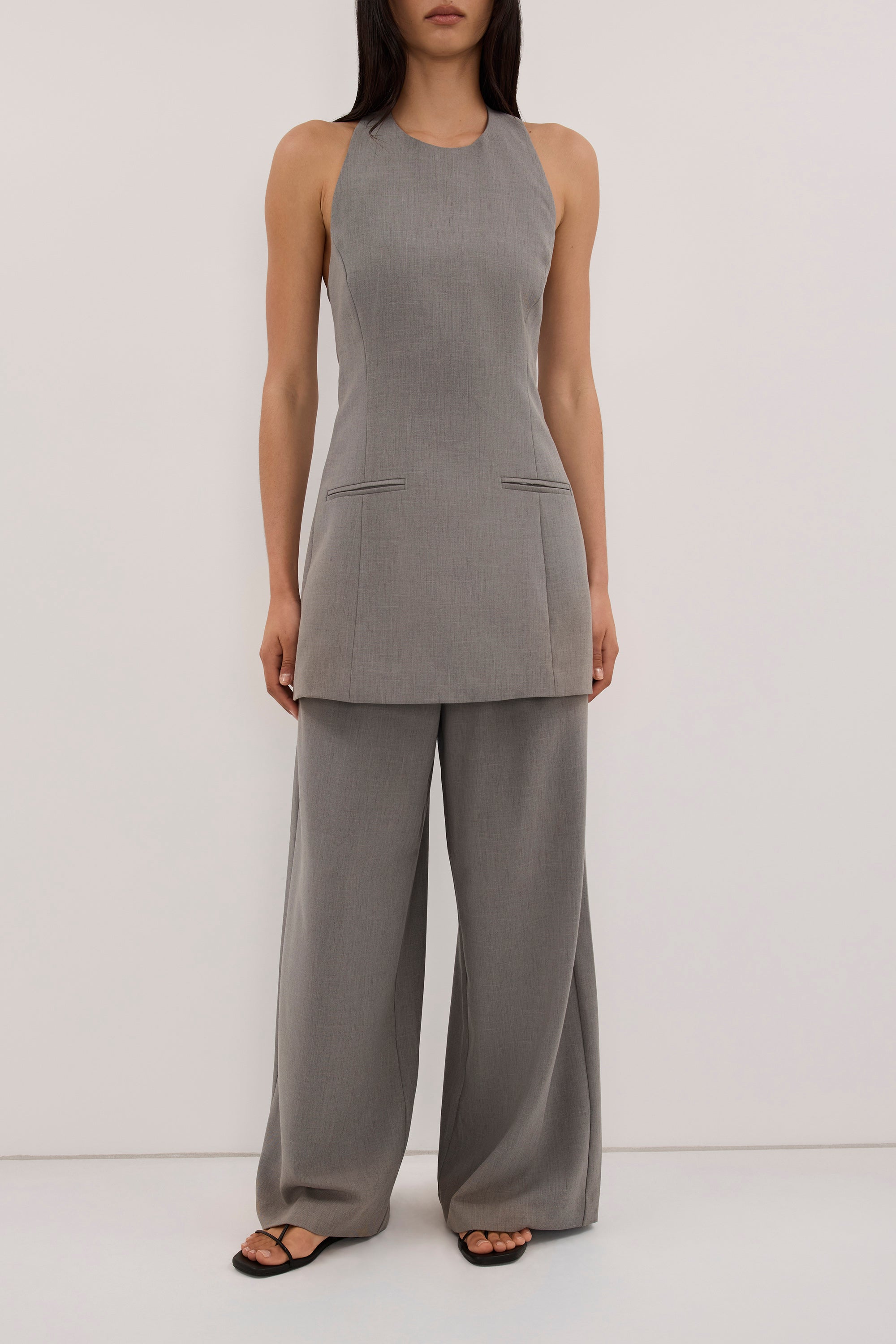 KENDALL STEEL GREY WIDE LEG PANT