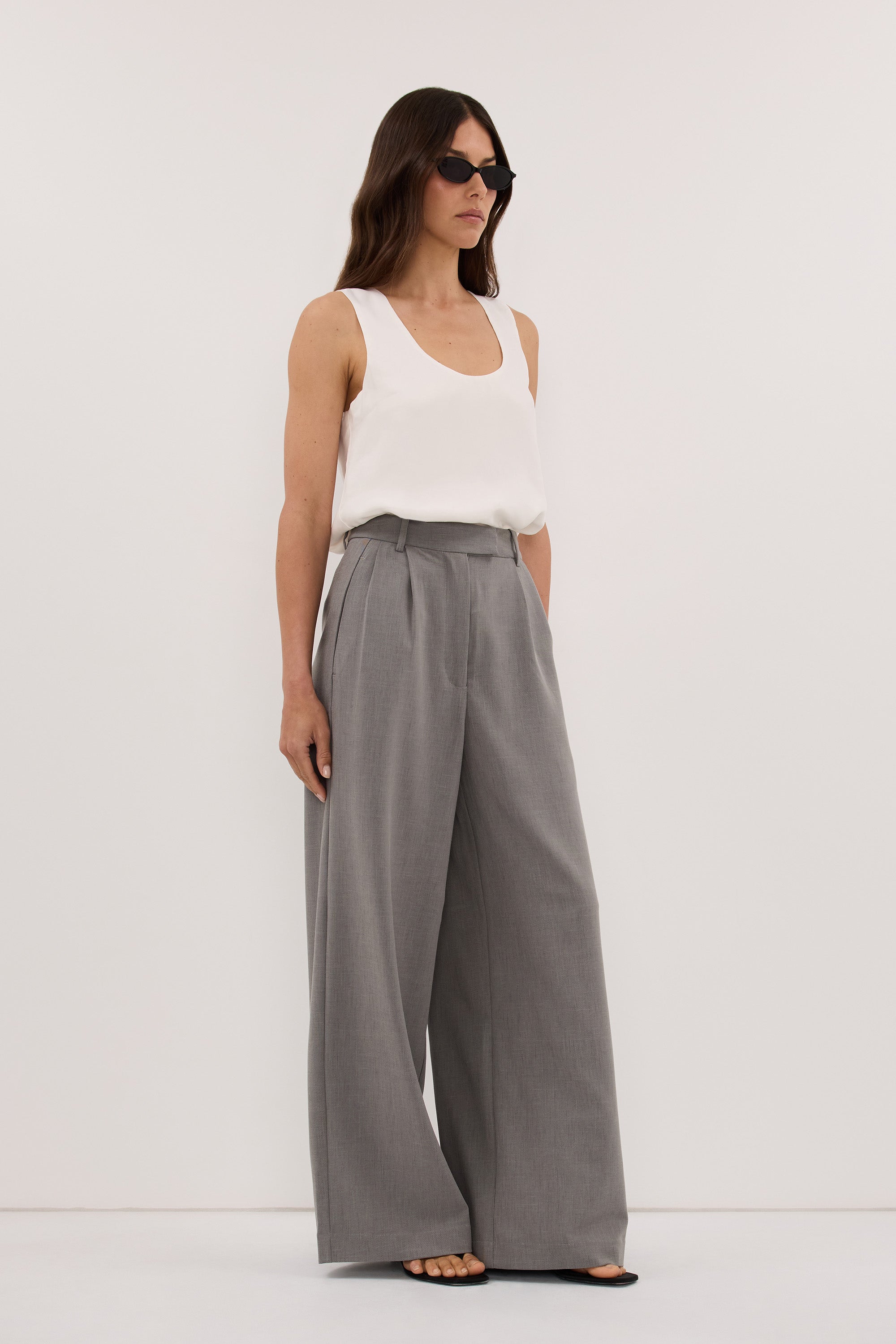 KENDALL STEEL GREY WIDE LEG PANT
