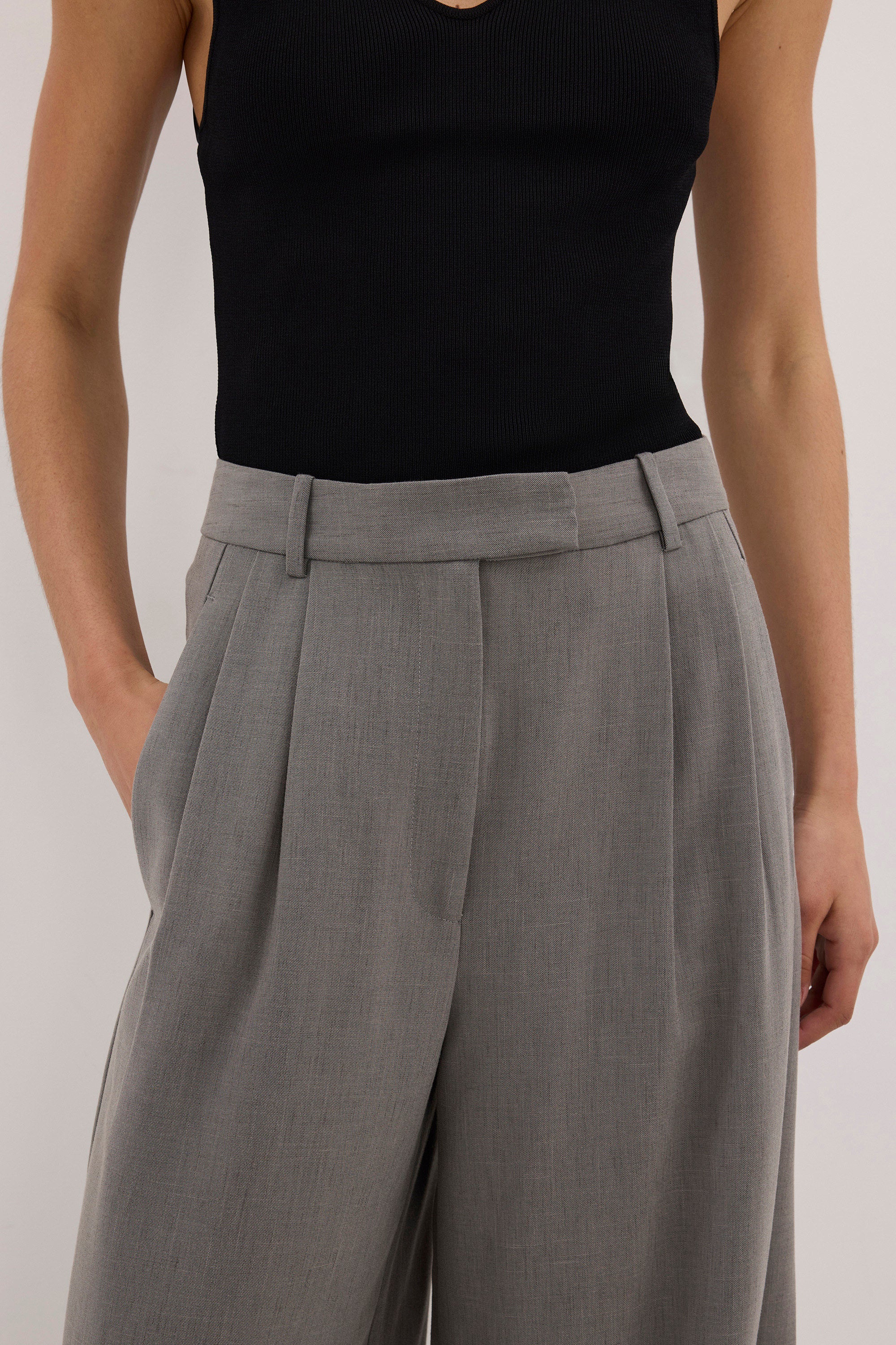 KENDALL STEEL GREY WIDE LEG PANT