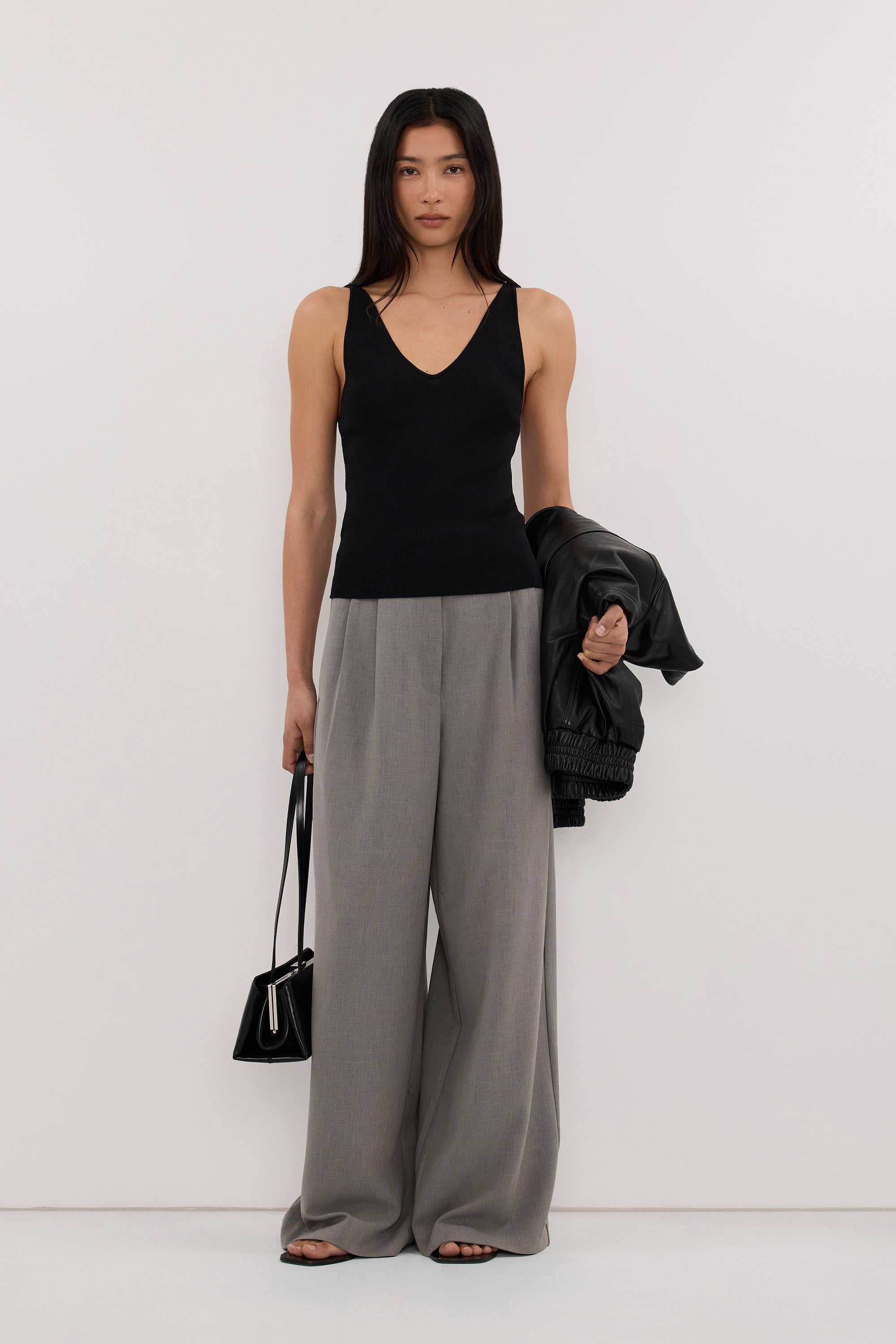 KENDALL STEEL GREY WIDE LEG PANT