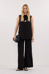 PARKER BLACK FLAT FRONT PANT