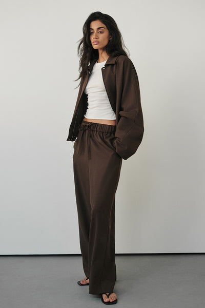 Anaya  wearing KENDALL MILK CHOC DRAWSTRING PANT