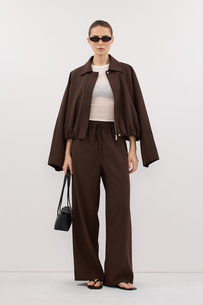 Stas wearing KENDALL MILK CHOC DRAWSTRING PANT