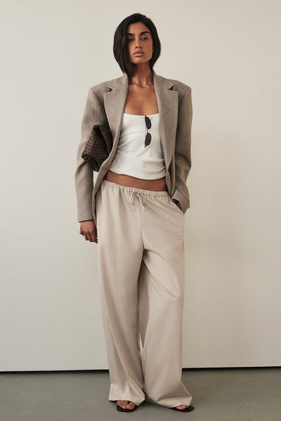 Anaya  wearing VIANNA BONE MARLE ELASTICATED DRAWSTRING PANT