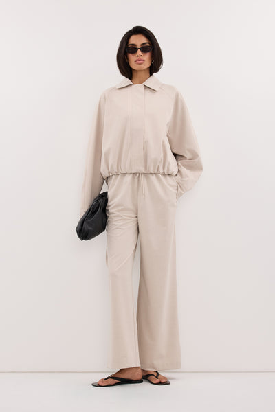 Anaya  wearing VIANNA BONE MARLE ELASTICATED DRAWSTRING PANT