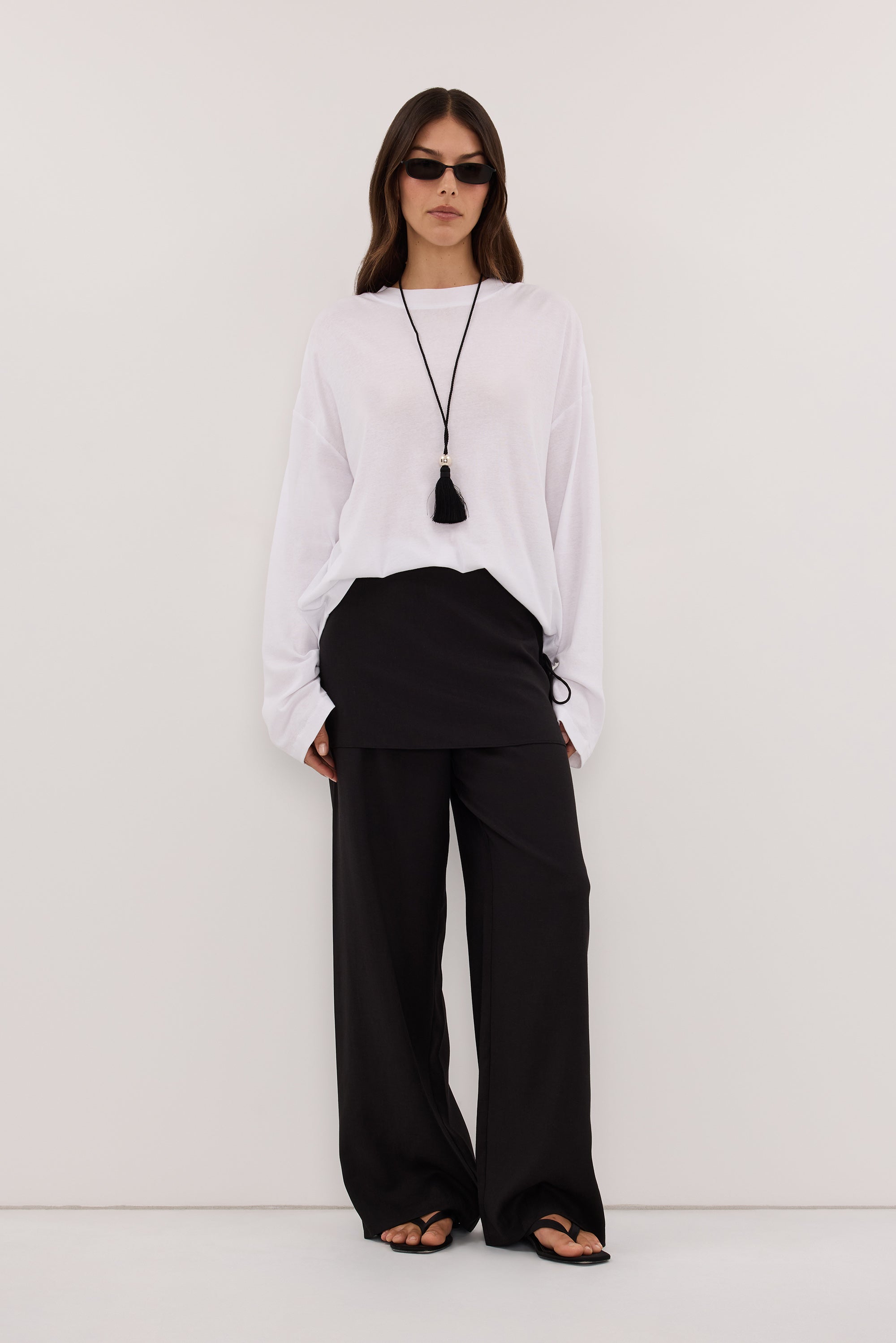 CALIA BLACK BUTTON WRAP PANT