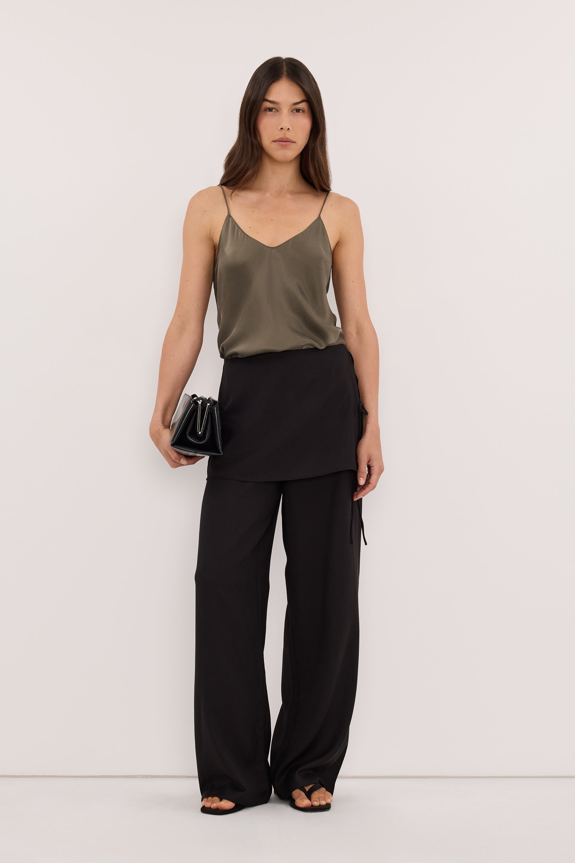 CALIA BLACK BUTTON WRAP PANT