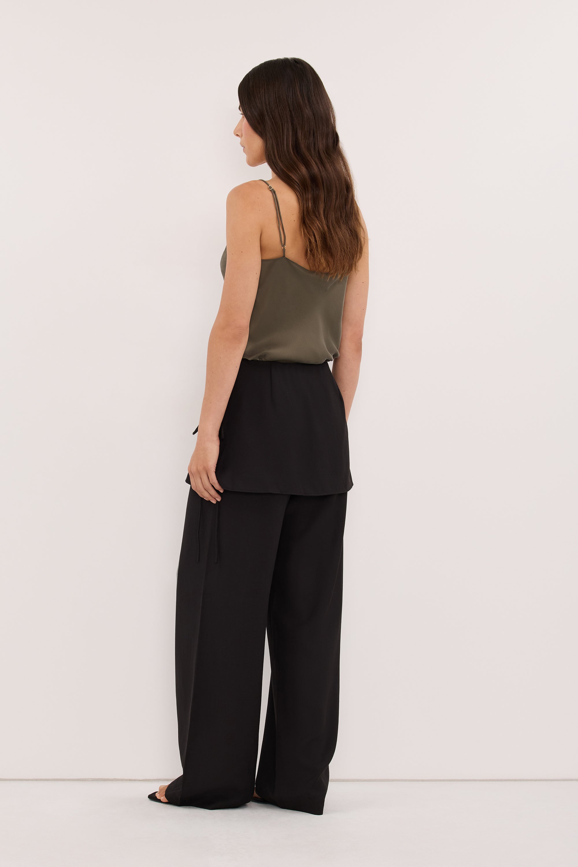 CALIA BLACK BUTTON WRAP PANT