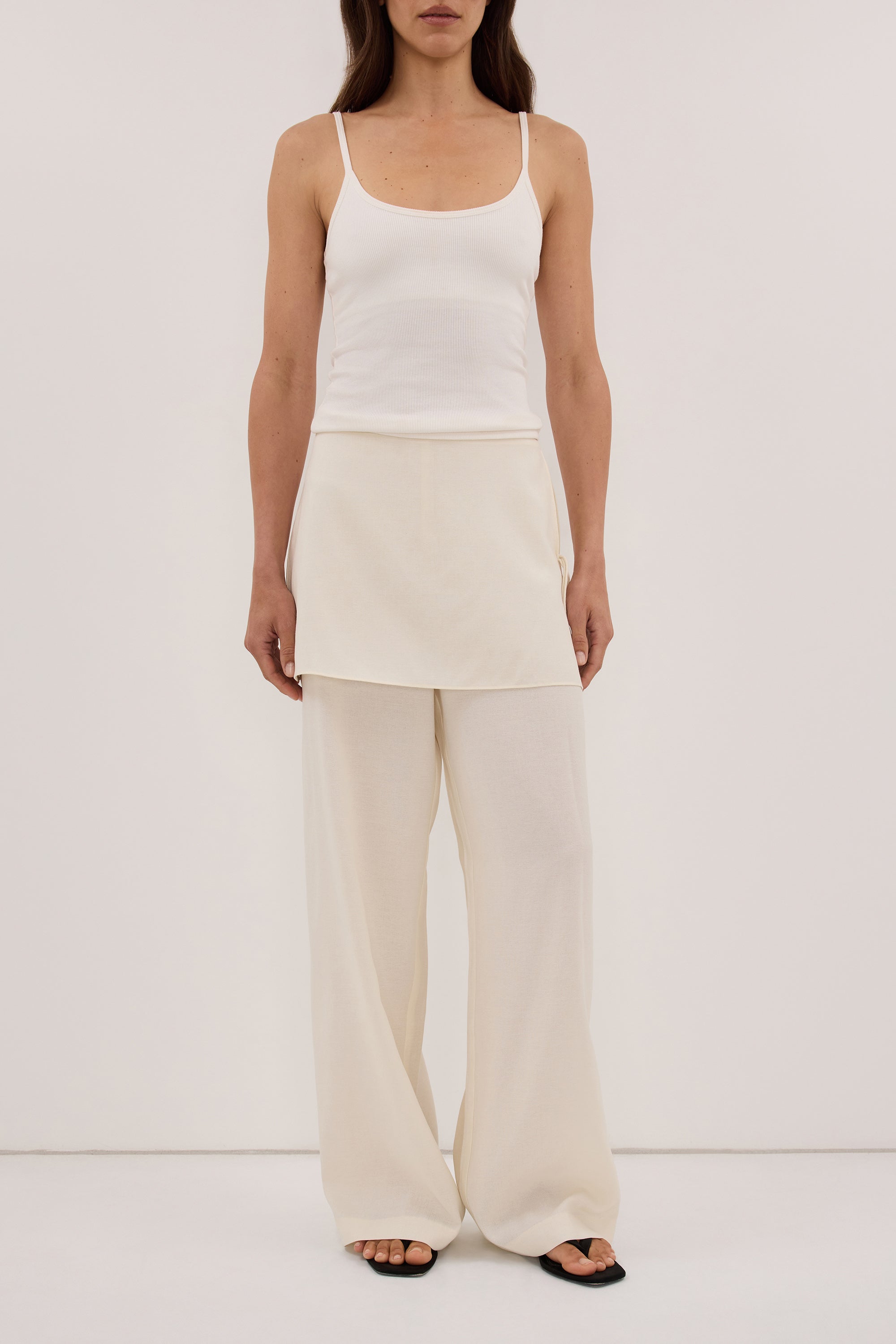 CALIA CREAM BUTTON WRAP PANT