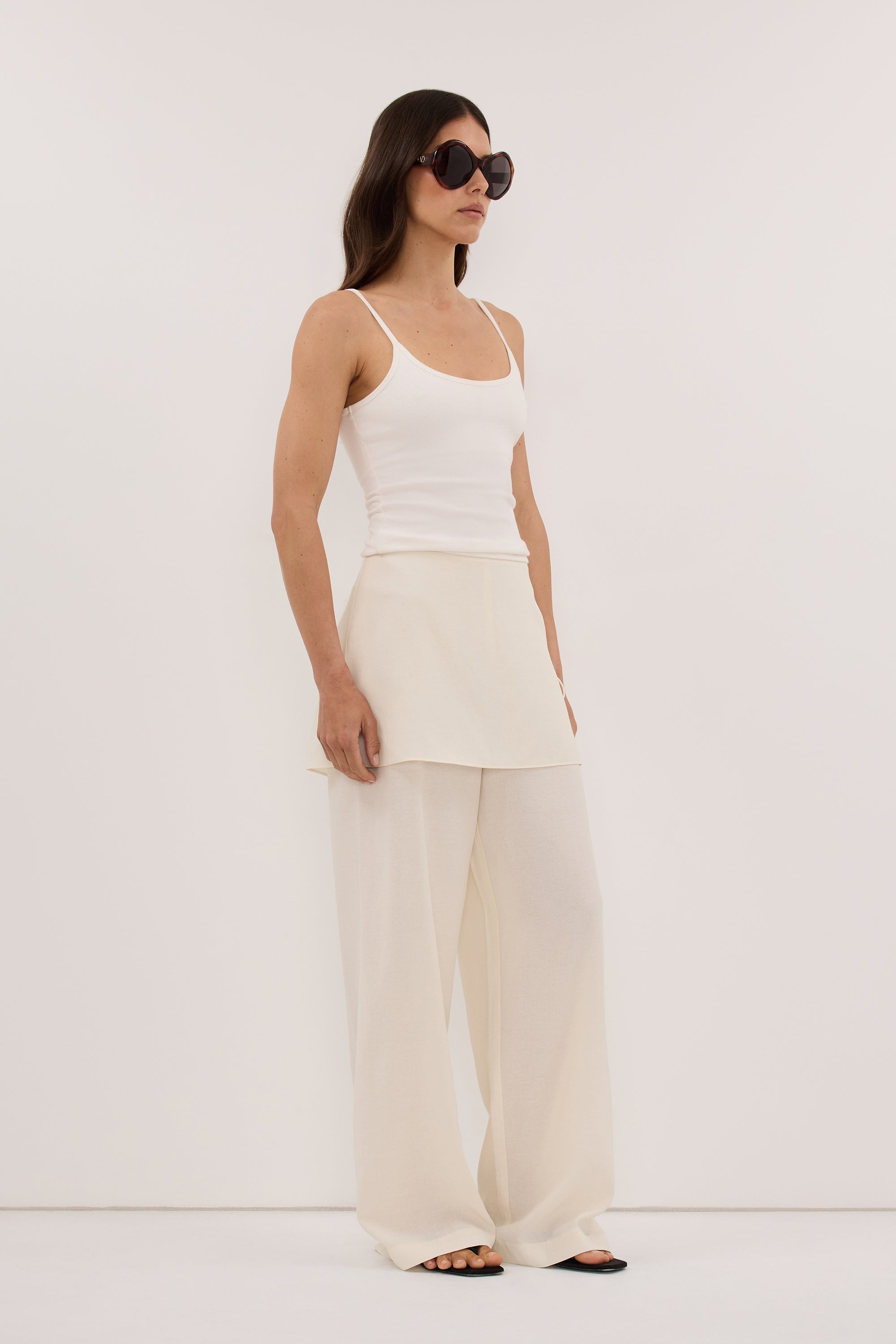 CALIA CREAM BUTTON WRAP PANT