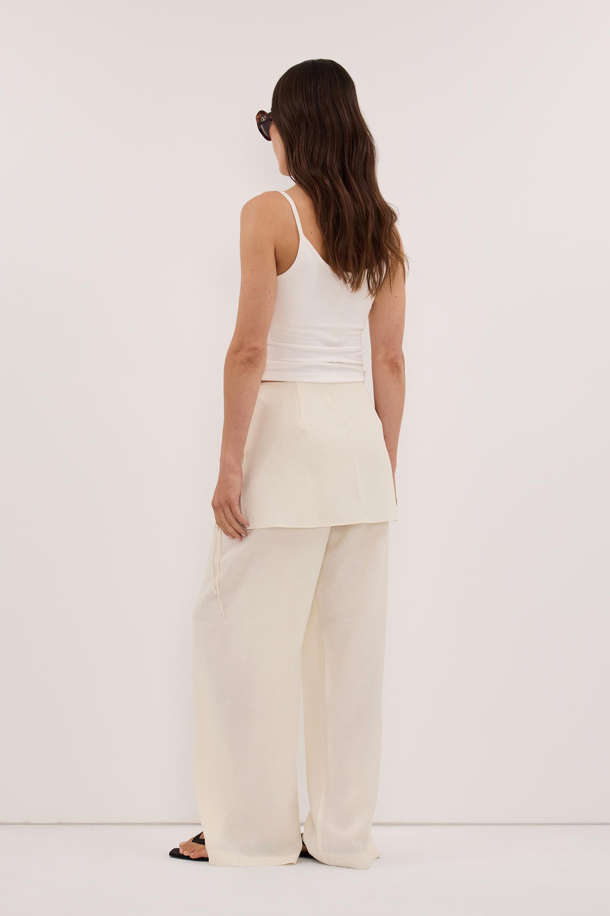 CALIA CREAM BUTTON WRAP PANT