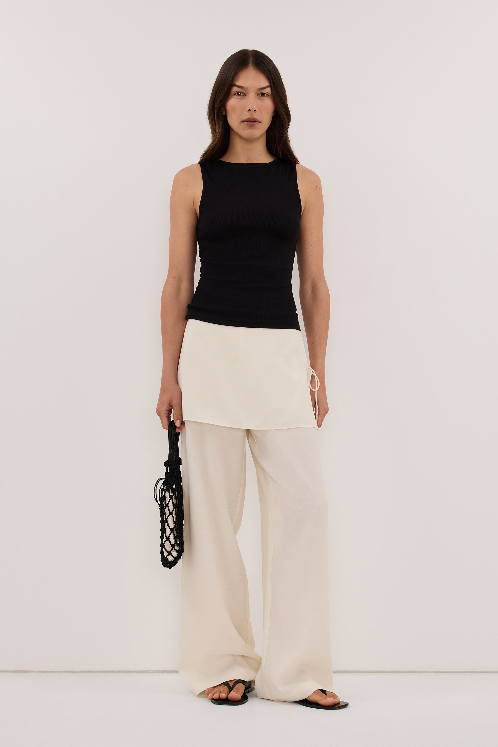 CALIA CREAM BUTTON WRAP PANT