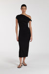 RIO WASHED BLACK DRAPED MAXI DRESS