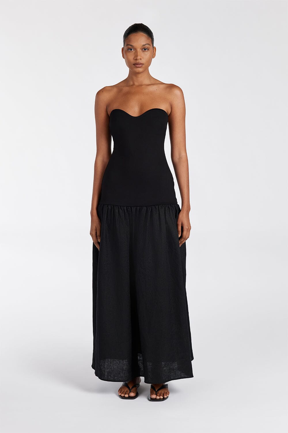 ELLISON BLACK STRAPLESS MIDI DRESS Clothing DISSH Boutiques 