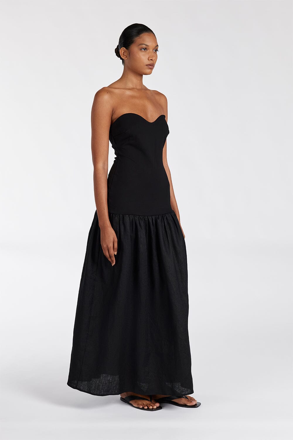 ELLISON BLACK STRAPLESS MIDI DRESS Clothing DISSH Boutiques 