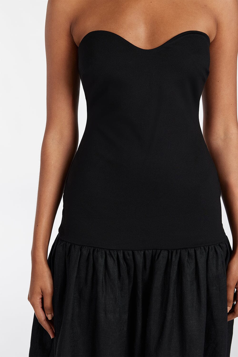 ELLISON BLACK STRAPLESS MIDI DRESS Clothing DISSH Boutiques 