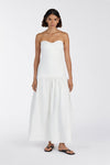 ELLISON WHITE STRAPLESS MIDI DRESS